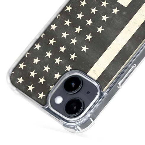 Black & White USA Flag iPhone 14 Plus MagSafe Case